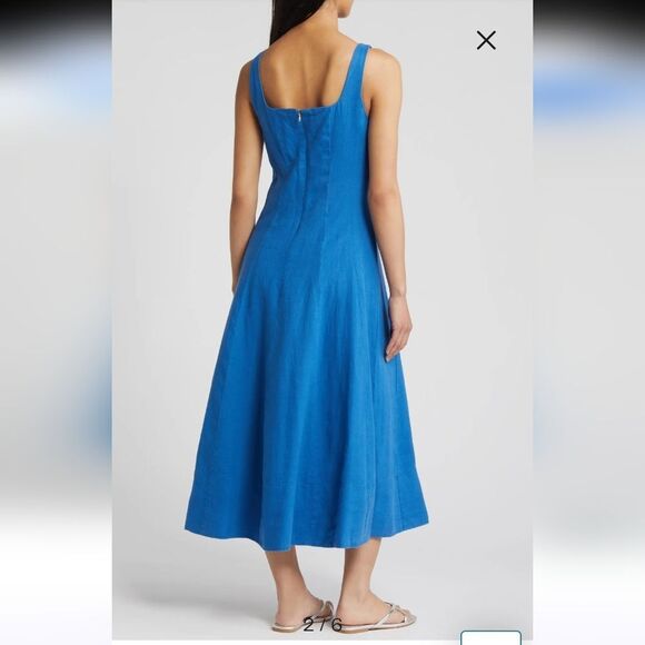 Lilly Pulitzer Calina Linen Midi Dress Barton Blue Womens Size 00 - Picture 2 of 10